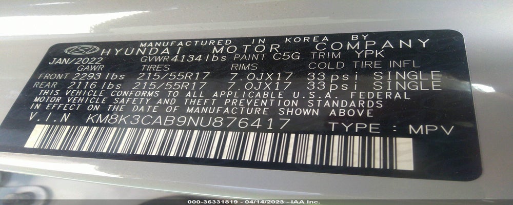 KM8K3CAB9NU876417 2022 HYUNDAI KONA photo no. 9
