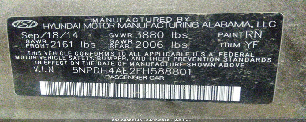 5NPDH4AE2FH588801 2015 HYUNDAI ELANTRA photo no. 9