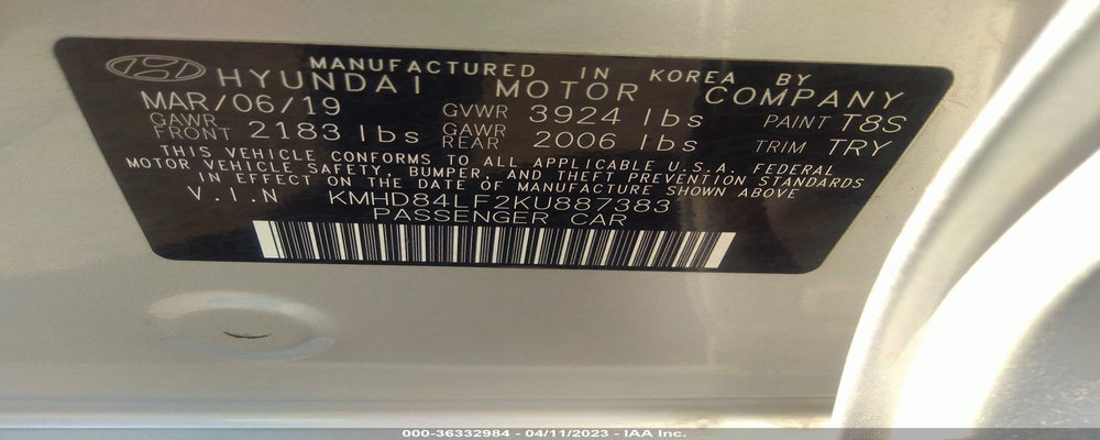 KMHD84LF2KU887383 2019 HYUNDAI ELANTRA photo no. 9
