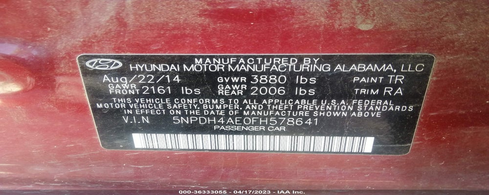 5NPDH4AE0FH578641 2015 HYUNDAI ELANTRA photo no. 9