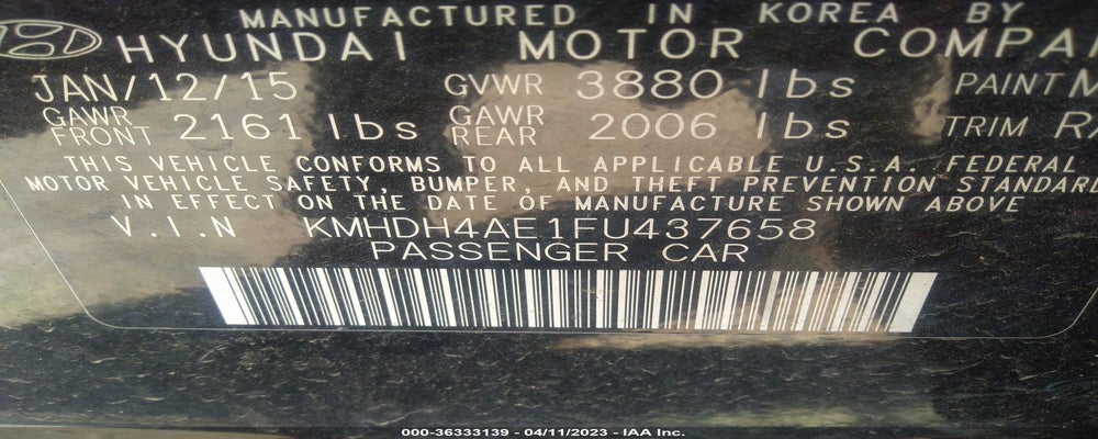 KMHDH4AE1FU437658 2015 HYUNDAI ELANTRA photo no. 9