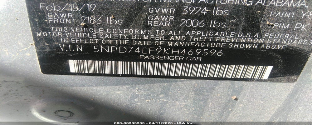 5NPD74LF9KH469596 2019 HYUNDAI ELANTRA photo no. 9