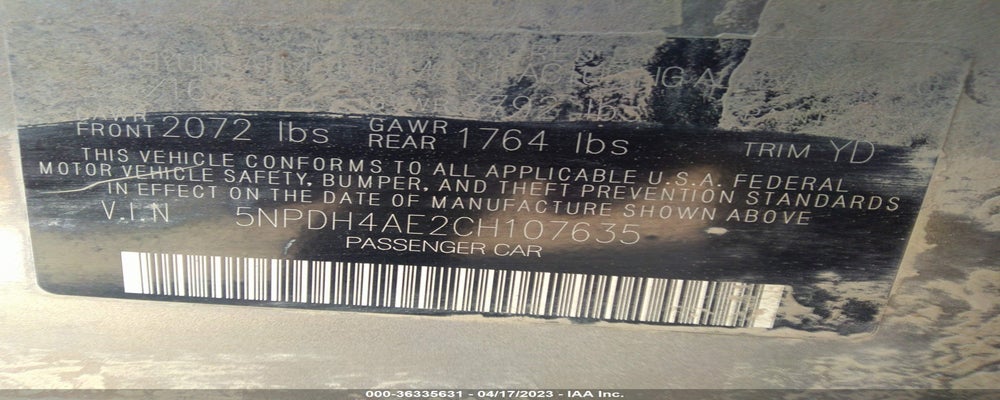 5NPDH4AE2CH107635 2012 HYUNDAI ELANTRA photo no. 9