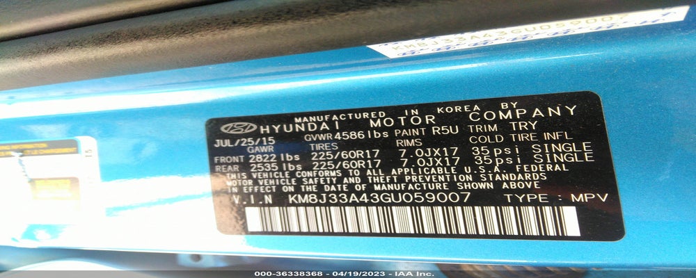 KM8J33A43GU059007 2016 HYUNDAI TUCSON photo no. 9