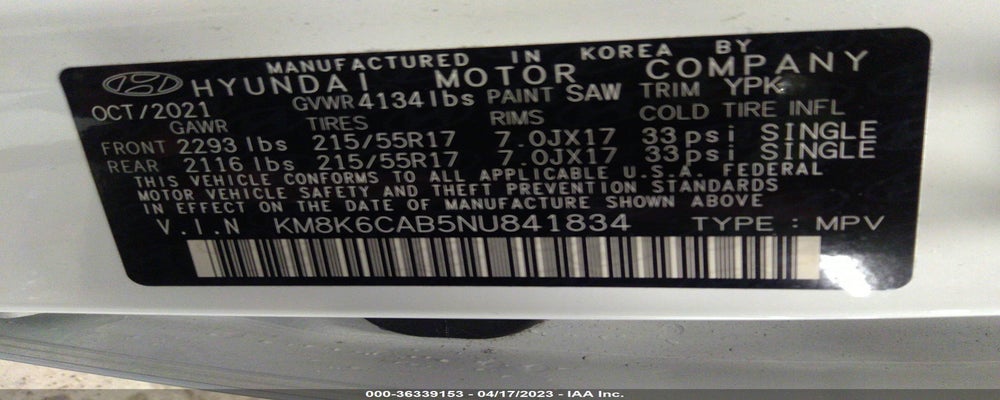KM8K6CAB5NU841834 2022 HYUNDAI KONA photo no. 9
