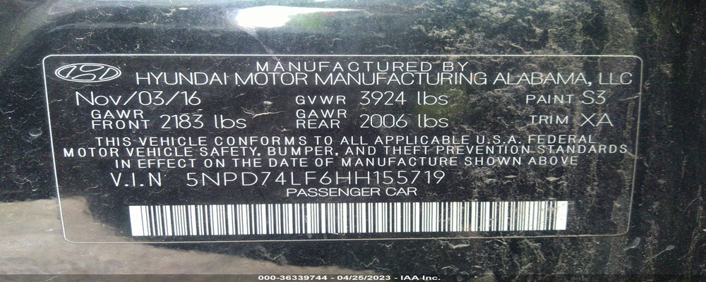 5NPD74LF6HH155719 2017 HYUNDAI ELANTRA photo no. 9