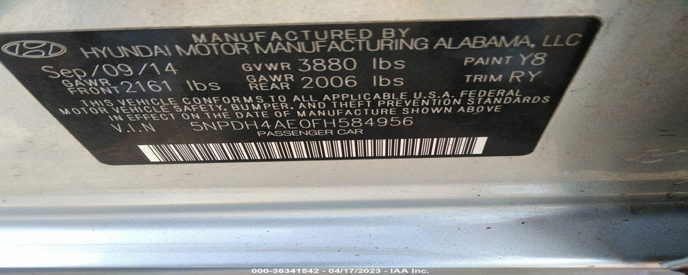 5NPDH4AE0FH584956 2015 HYUNDAI ELANTRA photo no. 9