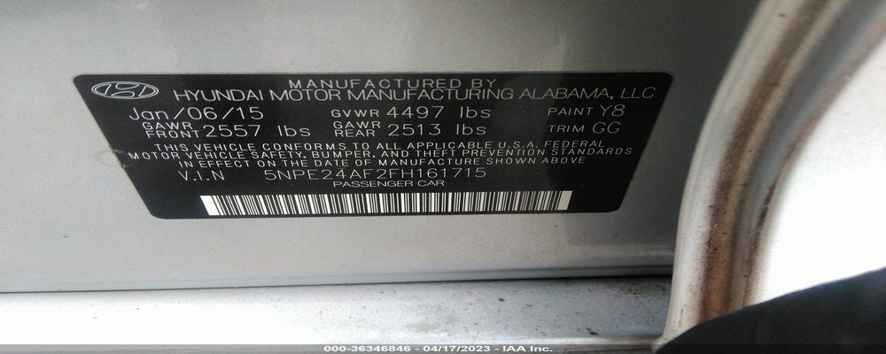 5NPE24AF2FH161715 2015 HYUNDAI SONATA photo no. 9