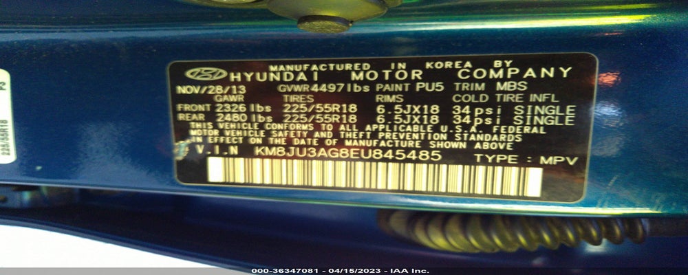 KM8JU3AG8EU845485 2014 HYUNDAI TUCSON photo no. 9