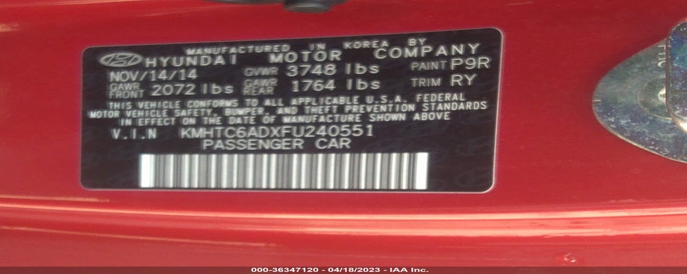 KMHTC6ADXFU240551 2015 HYUNDAI VELOSTER photo no. 9