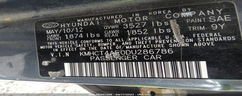 KMHCT4AE0DU286786 2013 HYUNDAI ACCENT photo no. 9