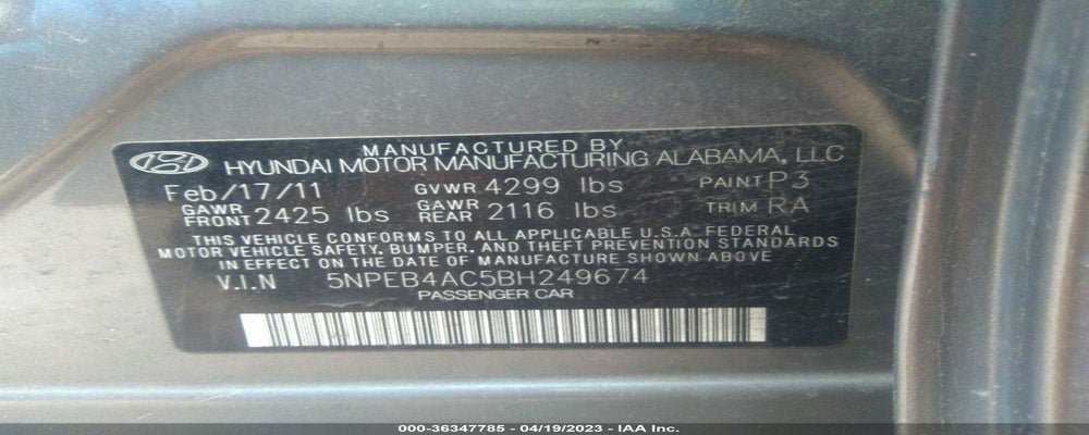 5NPEB4AC5BH249674 2011 HYUNDAI SONATA photo no. 9