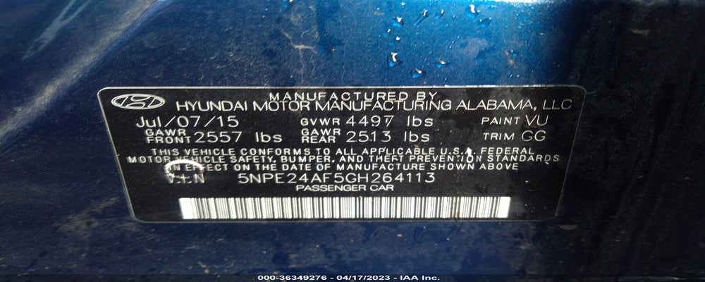 5NPE24AF5GH264113 2016 HYUNDAI SONATA photo no. 9