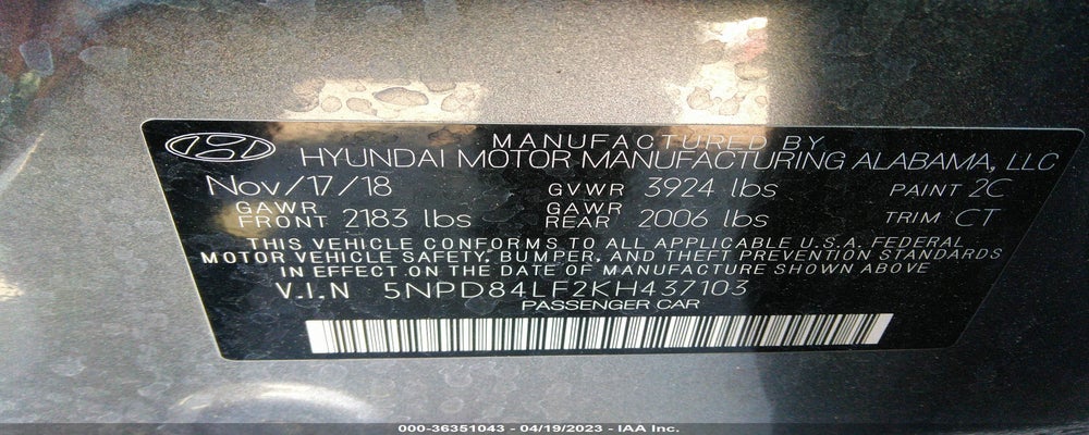 5NPD84LF2KH437103 2019 HYUNDAI ELANTRA photo no. 9