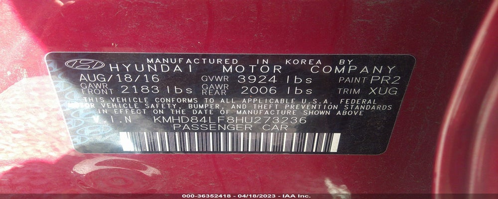 KMHD84LF8HU273236 2017 HYUNDAI ELANTRA photo no. 9