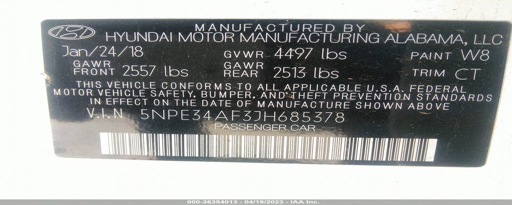 5NPE34AF3JH685378 2018 HYUNDAI SONATA photo no. 9