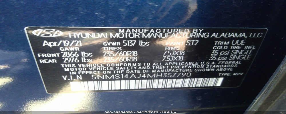 5NMS14AJ4MH357790 2021 HYUNDAI SANTA FE photo no. 9