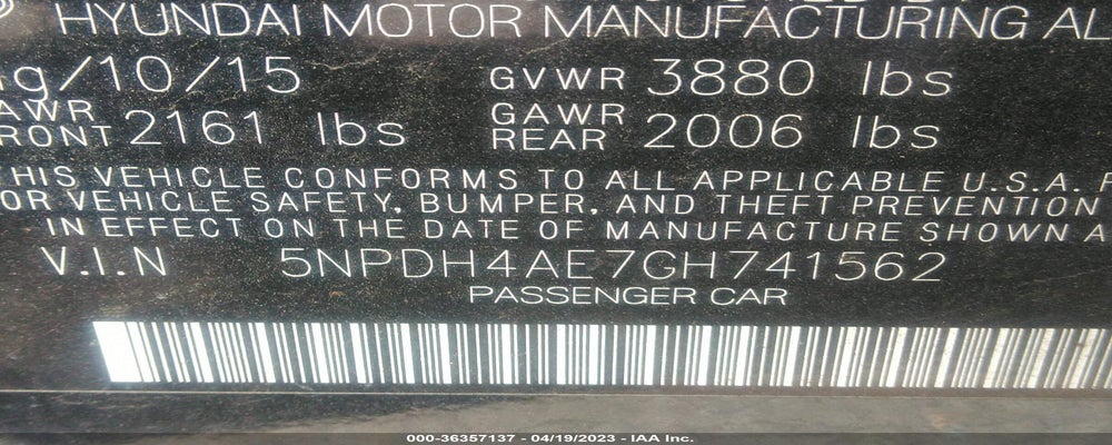 5NPDH4AE7GH741562 2016 HYUNDAI ELANTRA photo no. 9
