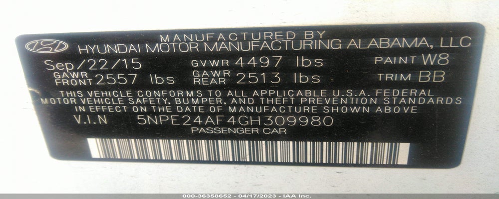 5NPE24AF4GH309980 2016 HYUNDAI SONATA photo no. 9