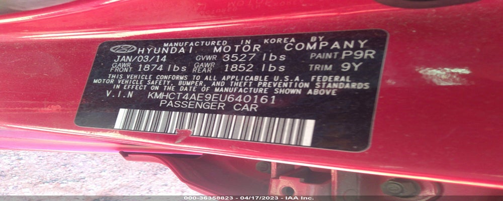 KMHCT4AE9EU640161 2014 HYUNDAI ACCENT photo no. 9