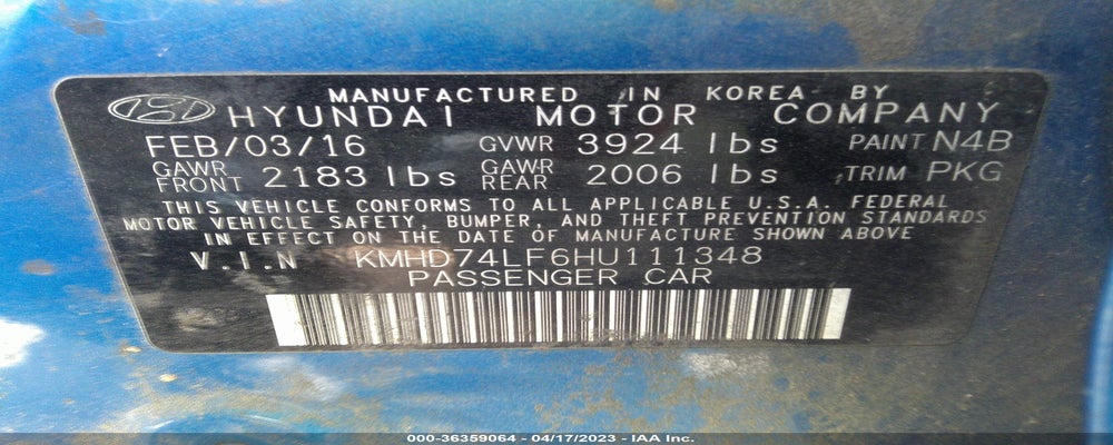 KMHD74LF6HU111348 2017 HYUNDAI ELANTRA photo no. 9