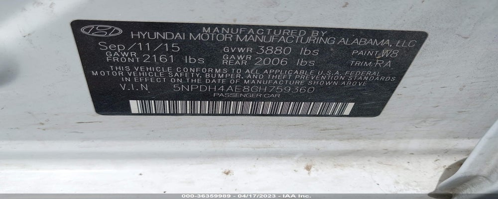 5NPDH4AE8GH759360 2016 HYUNDAI ELANTRA photo no. 9