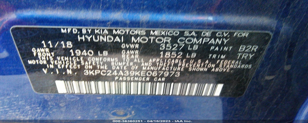 3KPC24A39KE067973 2019 HYUNDAI ACCENT photo no. 9