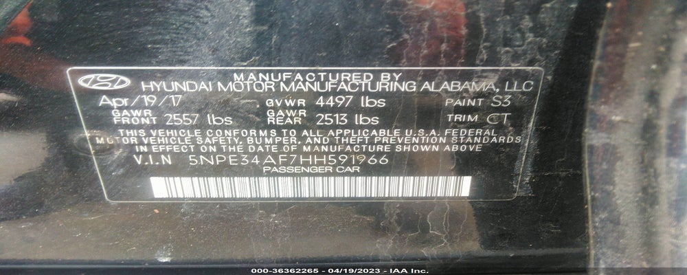 5NPE34AF7HH591966 2017 HYUNDAI SONATA photo no. 9
