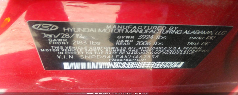 5NPD84LF4KH462858 2019 HYUNDAI ELANTRA photo no. 9