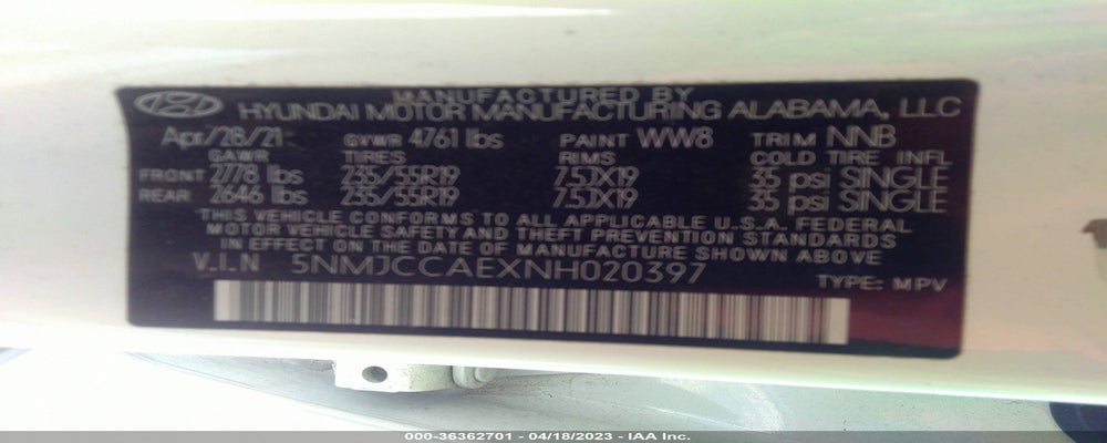 5NMJCCAEXNH020397 2022 HYUNDAI TUCSON photo no. 9