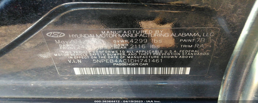 5NPEB4AC1DH741461 2013 HYUNDAI SONATA photo no. 9
