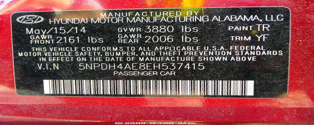 5NPDH4AE8EH537415 2014 HYUNDAI ELANTRA photo no. 9