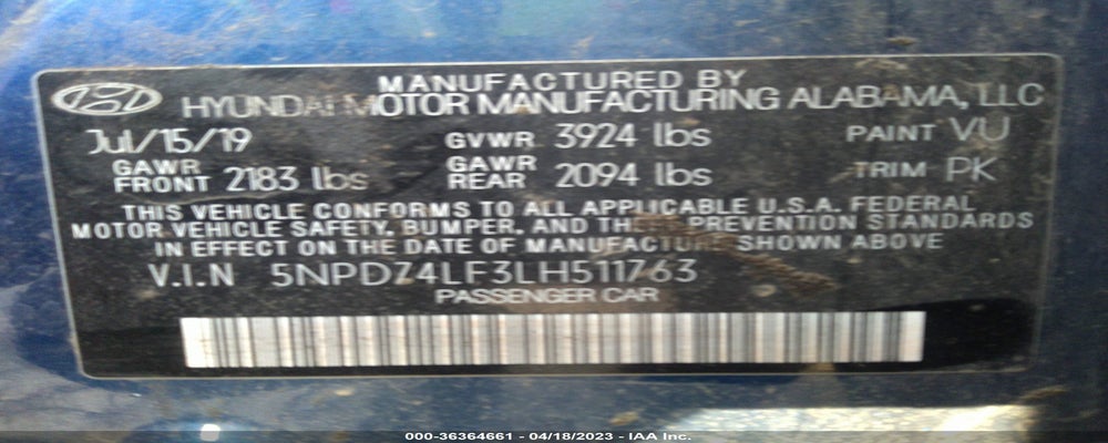 5NPD74LF3LH511763 2020 HYUNDAI ELANTRA photo no. 9