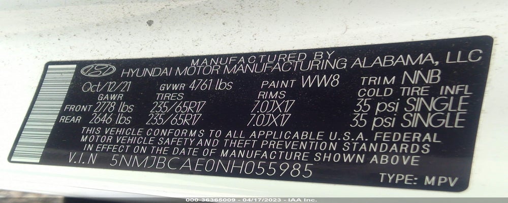 5NMJBCAE0NH055985 2022 HYUNDAI TUCSON photo no. 9