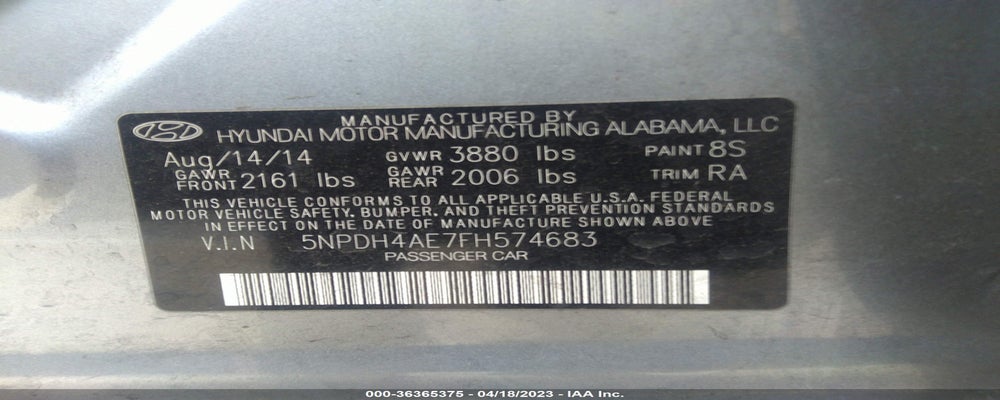 5NPDH4AE7FH574683 2015 HYUNDAI ELANTRA photo no. 9