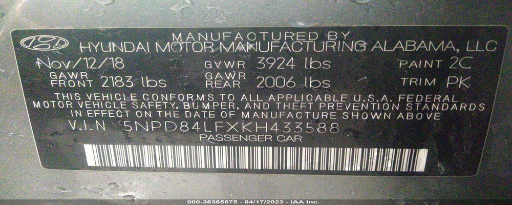 5NPD84LFXKH433588 2019 HYUNDAI ELANTRA photo no. 9