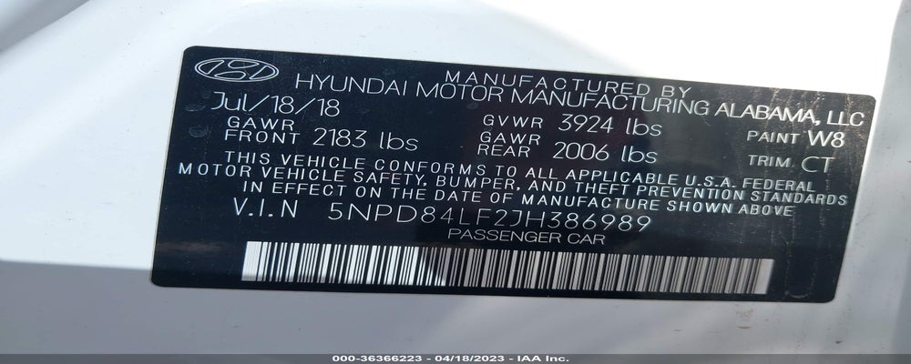 5NPD84LF2JH386989 2018 HYUNDAI ELANTRA photo no. 9