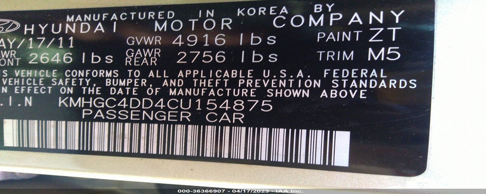 KMHGC4DD4CU154875 2012 HYUNDAI GENESIS photo no. 9