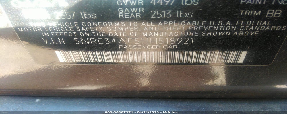 5NPE34AF5HH518921 2017 HYUNDAI SONATA photo no. 9