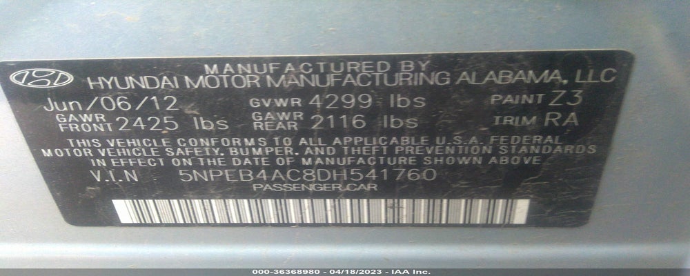 5NPEB4AC8DH541760 2013 HYUNDAI SONATA photo no. 9
