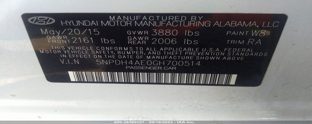 5NPDH4AE0GH700514 2016 HYUNDAI ELANTRA photo no. 9