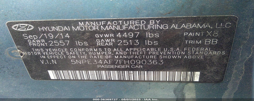 5NPE34AF7FH090363 2015 HYUNDAI SONATA photo no. 9