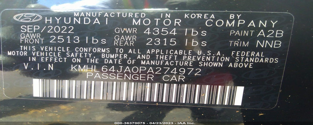 KMHL64JA0PA274972 2023 HYUNDAI SONATA photo no. 9