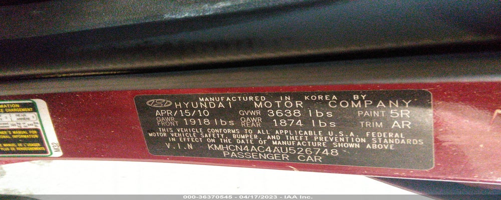 KMHCN4AC4AU526748 2010 HYUNDAI ACCENT photo no. 9