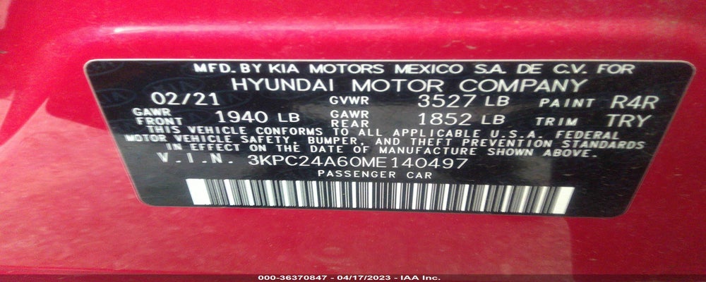 3KPC24A60ME140497 2021 HYUNDAI ACCENT photo no. 9