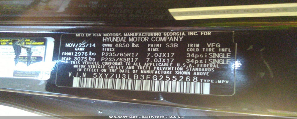 5XYZU3LB3FG255268 2015 HYUNDAI SANTA FE SPORT photo no. 9