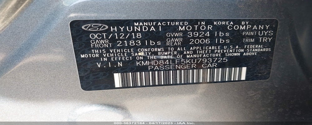 KMHD84LF5KU793725 2019 HYUNDAI ELANTRA photo no. 9