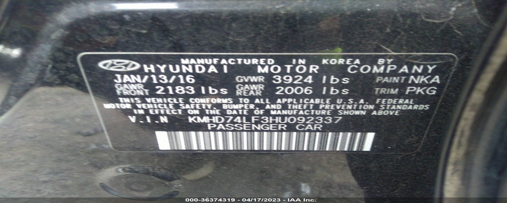 KMHD74LF3HU092337 2017 HYUNDAI ELANTRA photo no. 9