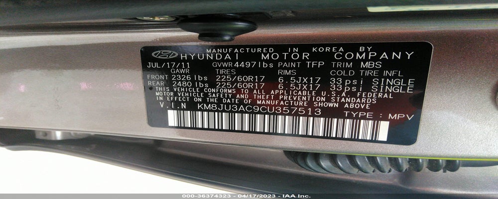 KM8JU3AC9CU357513 2012 HYUNDAI TUCSON photo no. 9