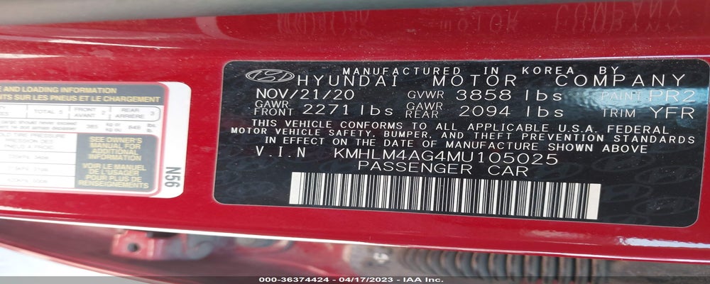 KMHLM4AG4MU105025 2021 HYUNDAI ELANTRA photo no. 9